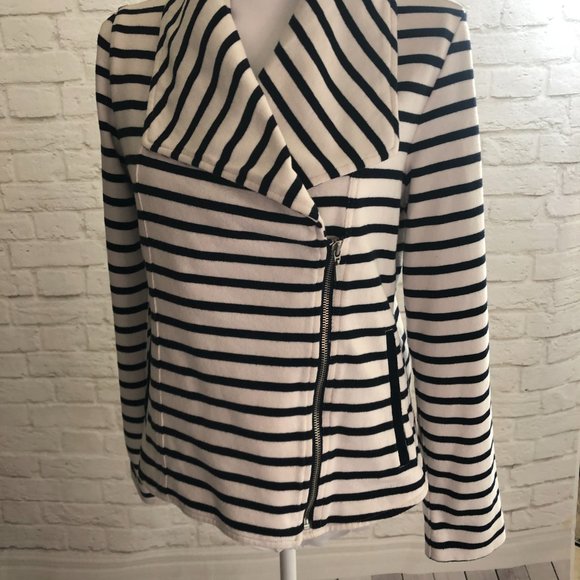 Gap Striped Cotton Moto Knit Jacket, Size M - Picture 3 of 9